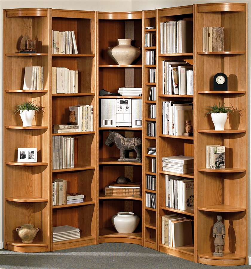 Awesome Wooden Large Bookshelf Plans Corner Glossy Finish ترنج