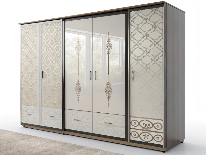 Patterned High Gloss Wardrobe3