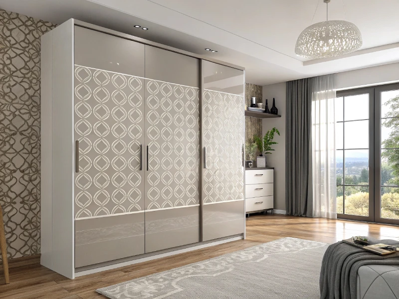 Patterned High Gloss Wardrobe4