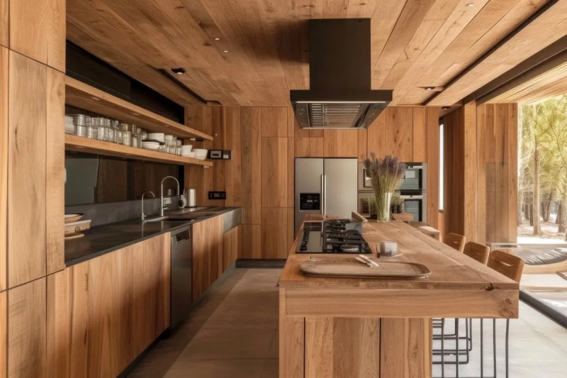 طراحی آشپزخانه چوبی