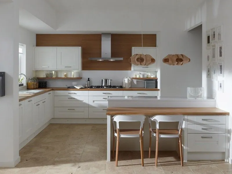 آشپزخانه طرح چوب و سفید