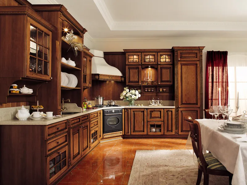 آشپزخانه چوبی سبک کلاسیک